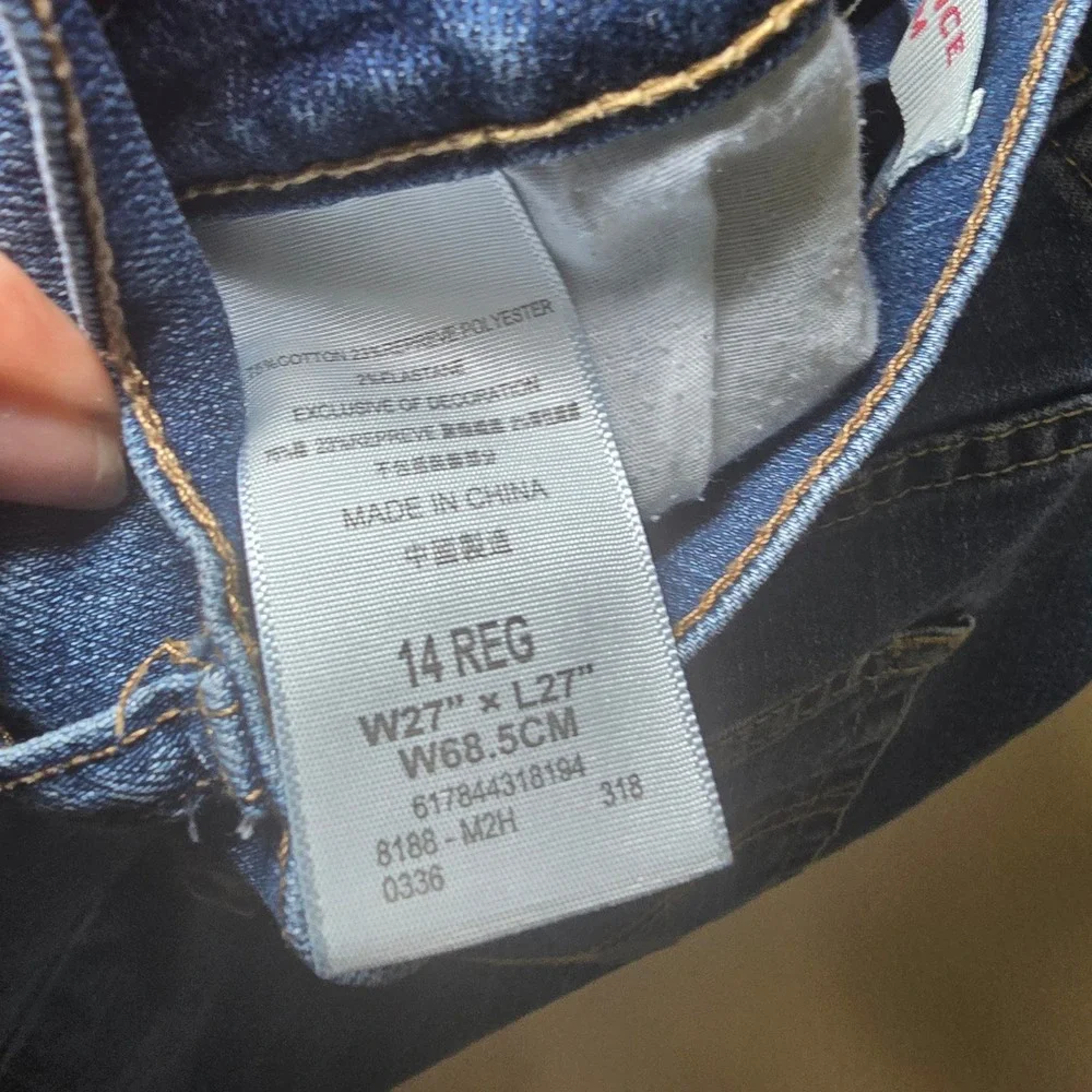 Levis Boys 511 Slim Performance Jeans Medium Wash Denim Size 14